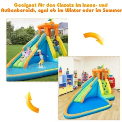 Aufblasbare Hüpfburg mit 450W Gebläse Wasserspielcenter Hüpfburg für Kinder 400 x 300 x 265 cm Bunt