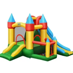 Aufblasbare Hüpfburg mit 780W Luftgebläse 2 Rutschen Hüpfburg für Kinder 330 x 300 x 210 cm Bunt