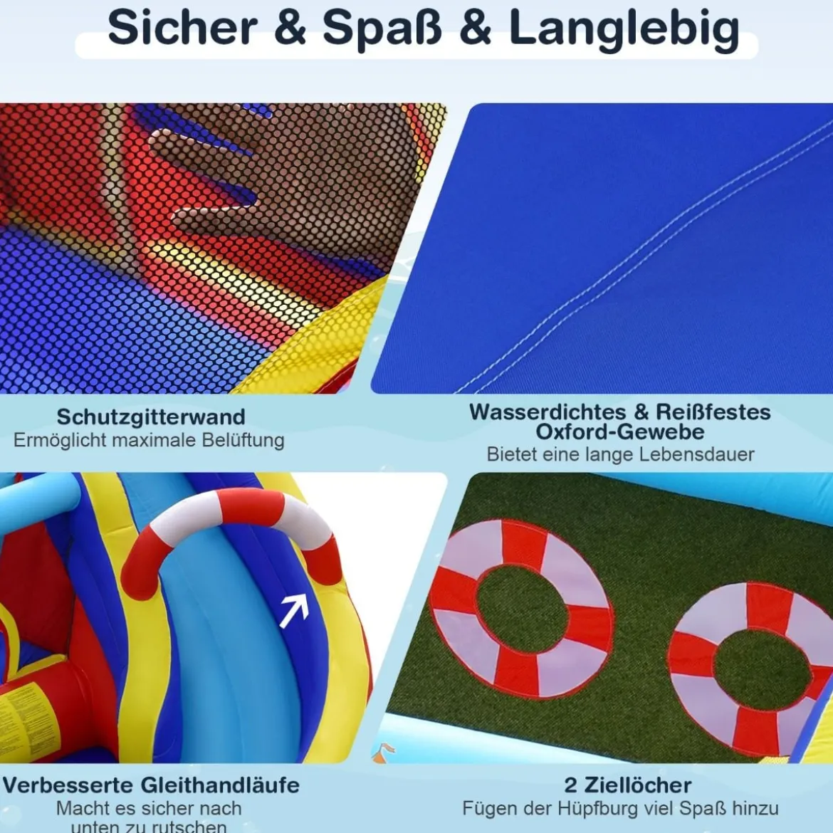 Aufblasbare Hüpfburg ohne Gebläse Hüpfburg für Kinder im Schiffsstil für den Garten Bunt