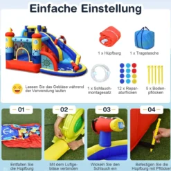 Aufblasbare Hüpfburg ohne Gebläse Hüpfburg für Kinder im Schiffsstil für den Garten Bunt