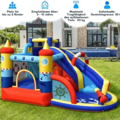 Aufblasbare Hüpfburg ohne Gebläse Hüpfburg für Kinder im Schiffsstil für den Garten Bunt