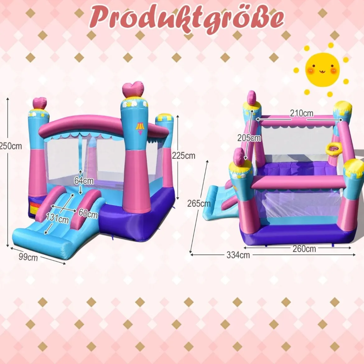 aufblasbare Hüpfburg Prinzessinnen-Hüpfburg mit Sprungbereich Outdoor Bouncer Bunt