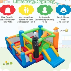 Aufblasbare Hüpfburg Spielparadies mit Zugmotiv (Gebläse NICHT enthalten)