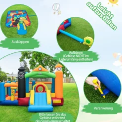 Aufblasbare Hüpfburg Spielparadies mit Zugmotiv (Gebläse NICHT enthalten)