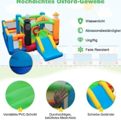 Aufblasbare Hüpfburg Spielparadies mit Zugmotiv (Gebläse NICHT enthalten)