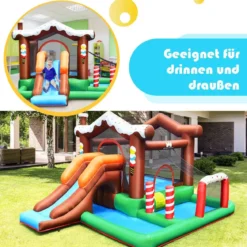 Aufblasbare Hüpfburg Springburg mit Wasserbecken Hüpfburg mit Rutsche 390 x 335 x 220 cm