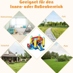 Aufblasbare Hüpfburg Springburg Hüpfschloss mit Rutsche 30 Bälle 300 x 280 x 210 cm