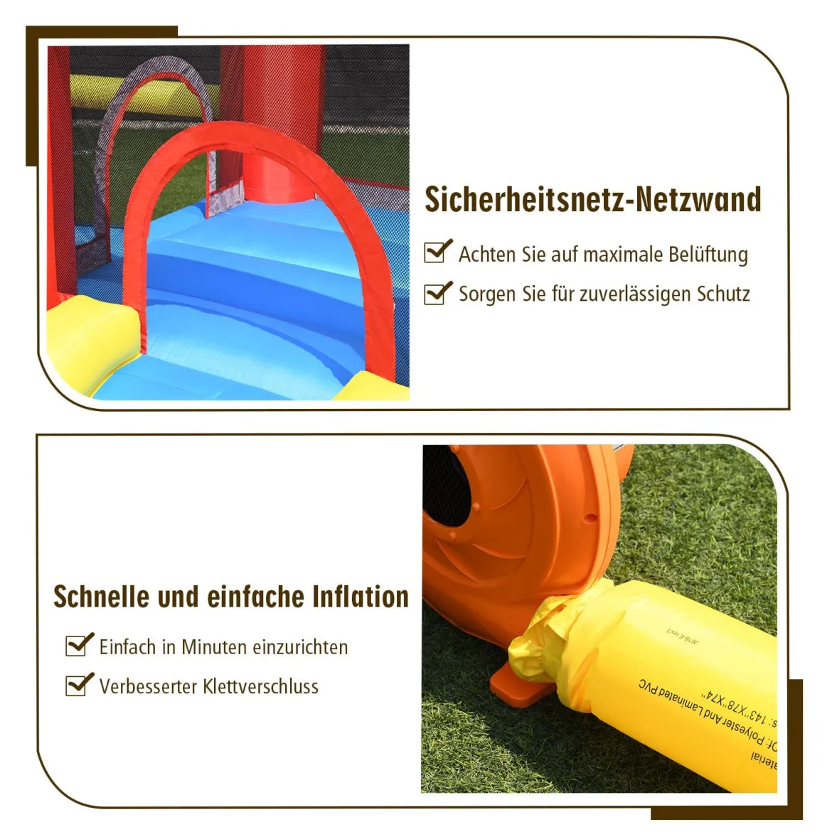 Aufblasbare Hüpfburg +450W Gebläse mit Rutsche Ozeanbälle 350 x 275 x 196 cm Bunt