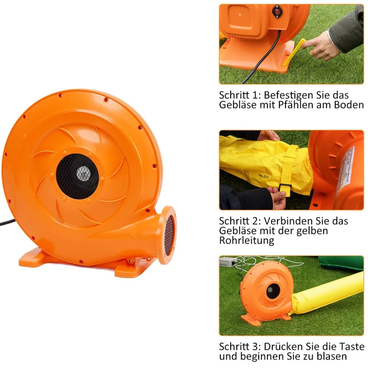 Aufblasbare Hüpfburg + 450W Gebläse mit Wasserrutsche Hüpfschloss Spielpool 274 x 320 x 213 cm Bunt