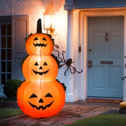 180 Aufblasbarer Halloween Kürbis 3 Stapel Kürbis mit LED-Innenbeleuchtung