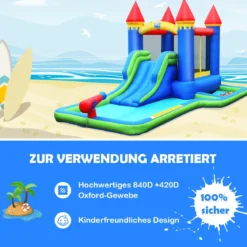 Aufblasbarer Hüpfburg Wasserrutschen-Park mit Gebläse hochwertiger Oxford-Stoff 480 x 280 x 230 cm Bunt
