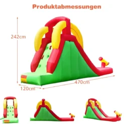 Aufblasbarer Hüpfburg-Wasserrutschen-Park Spielpool Rutsche 470 x 120 x 242 cm Grün + Rot + Gelb