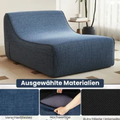 Aufblasbarer Lounge-Sessel ergonomisches aufblasbares Lazy Sofa mit abnehmbarem Bezug Blau