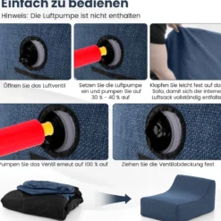 Aufblasbarer Lounge-Sessel ergonomisches aufblasbares Lazy Sofa mit abnehmbarem Bezug Blau