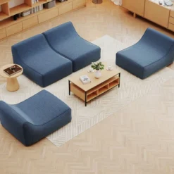 Aufblasbarer Lounge-Sessel ergonomisches aufblasbares Lazy Sofa mit abnehmbarem Bezug Blau