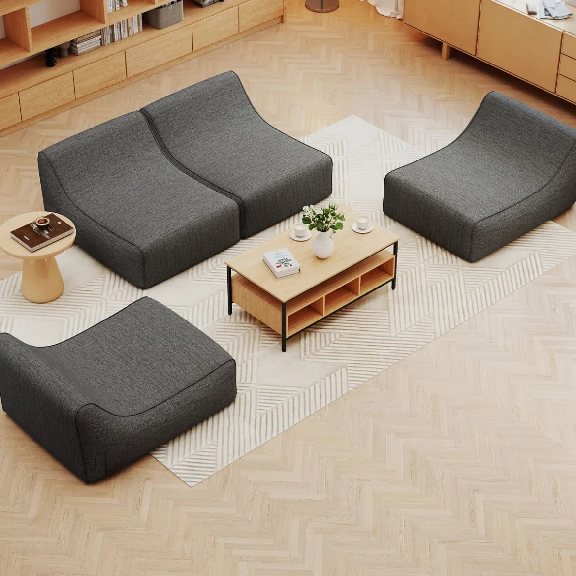 Aufblasbarer Lounge-Sessel ergonomisches aufblasbares Lazy Sofa mit abnehmbarem Bezug Grau