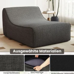 Aufblasbarer Lounge-Sessel ergonomisches aufblasbares Lazy Sofa mit abnehmbarem Bezug Grau