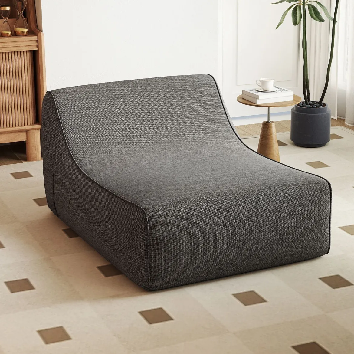 Aufblasbarer Lounge-Sessel ergonomisches aufblasbares Lazy Sofa mit abnehmbarem Bezug Grau