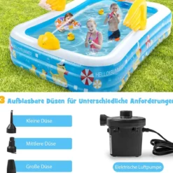 Aufblasbarer Pool mit Luftpumpe Planschbecken Schwimmbecken 245 x 172 x 50 cm Blau