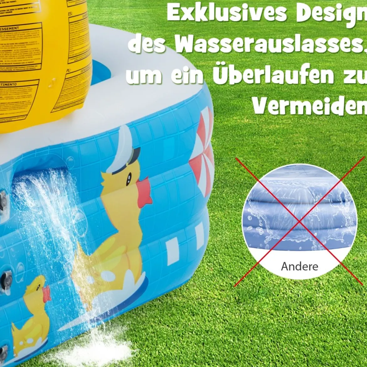 Aufblasbarer Pool mit Luftpumpe Planschbecken Schwimmbecken 245 x 172 x 50 cm Blau