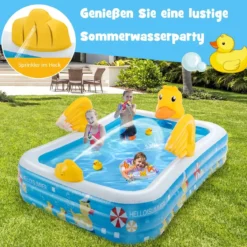 Aufblasbarer Pool mit Luftpumpe Planschbecken Schwimmbecken 245 x 172 x 50 cm Blau