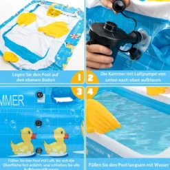Aufblasbarer Pool mit Luftpumpe Planschbecken Schwimmbecken 245 x 172 x 50 cm Blau