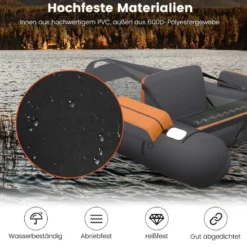 Aufblasbarer Schwimmreifen mit Aufbewahrungstaschen Fischerboot 136 x 105 x 53 cm Schwarz