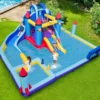 Aufblasbarer Wasserpark im Raketenmotiv mit Gebläse riesige Hüpfburg für Kinder mit 2 Rutschen 555 x 500 x 217 cm