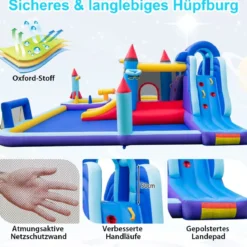 Aufblasbarer Wasserpark im Raketenmotiv mit Gebläse riesige Hüpfburg für Kinder mit 2 Rutschen 555 x 500 x 217 cm