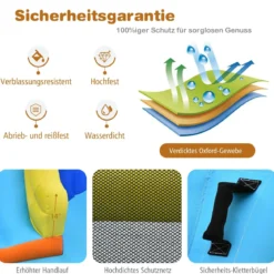 Aufblasbarer Wasserpark 6-in-1 Hüpfburg mit Wasserrutsche 526 x 373 x 203 cm Blau + Gelb