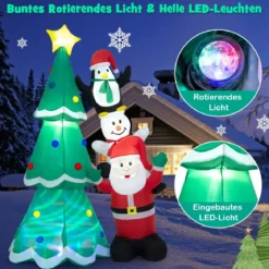 Aufblasbarer Weihnachtsdekoration Mit Mehrfarbigem Disco-Licht & 5 hellen LEDs 266 cm