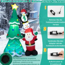 Aufblasbarer Weihnachtsdekoration Mit Mehrfarbigem Disco-Licht & 5 hellen LEDs 266 cm