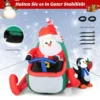 Aufblasbarer Weihnachtsmann im Hubschrauber mit Geschenk mit LED-Leuchten 190 x 130 x 120 cm