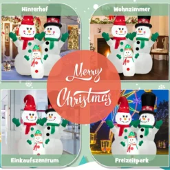 Aufblasbare Schneemannfamilie-Weihnachtsdekoration mit LEDs & Luftgebläse 175 cm