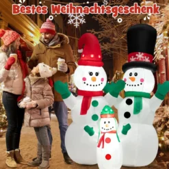 Aufblasbare Schneemannfamilie-Weihnachtsdekoration mit LEDs & Luftgebläse 175 cm