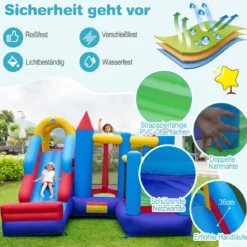 Aufblasbares Hüpfburg Schloss mit Kletterwand Rutsche und Basketballkorb aufblasbares Schloss mit Gebläse