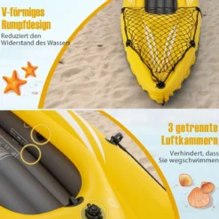 Aufblasbares Kajak für 2 Personen Tandemkajak mit abnehmbaren Sitzen 357 × 80 × 38 cm