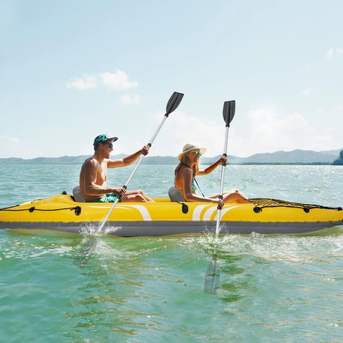 Aufblasbares Kajak für 2 Personen Tandemkajak mit abnehmbaren Sitzen 357 × 80 × 38 cm