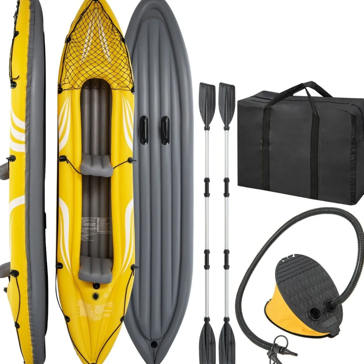 Aufblasbares Kajak für 2 Personen Tandemkajak mit abnehmbaren Sitzen 357 × 80 × 38 cm