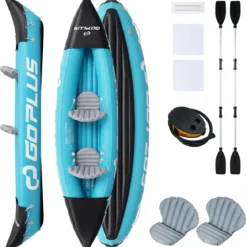 Aufblasbares Kajak Set für 2 Personen Schlauchkajak aus PVC mit 2 Aluminium-Paddel Pumpe bis zu 160 kg Belstbar