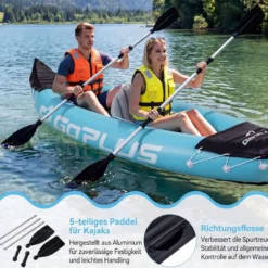 Aufblasbares Kajak Set für 2 Personen Schlauchkajak aus PVC mit 2 Aluminium-Paddel Pumpe bis zu 160 kg Belstbar