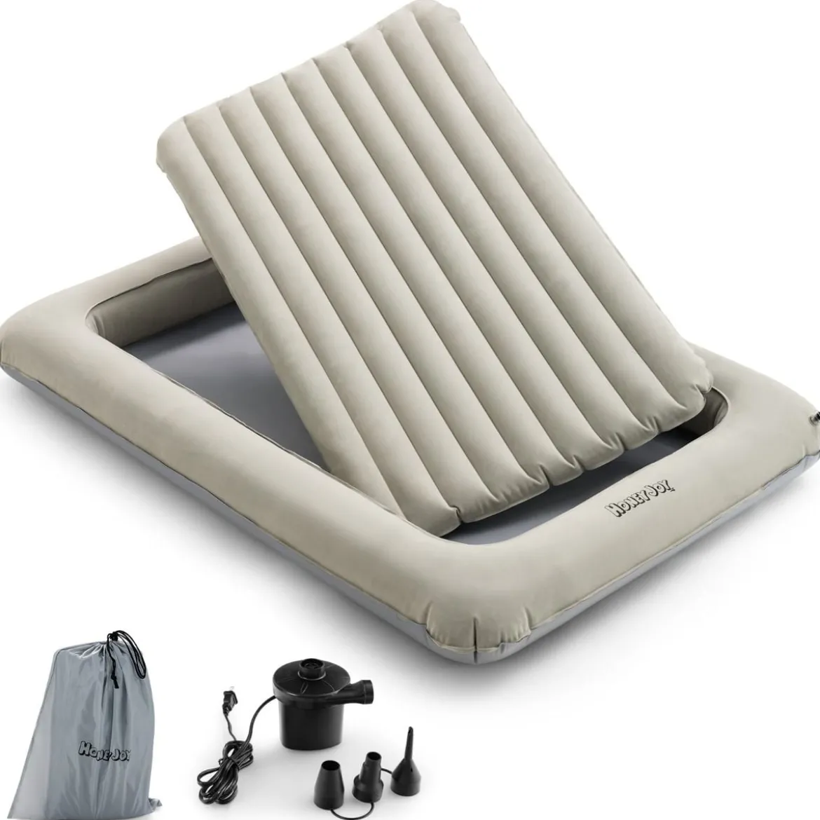 Aufblasbares Kleinkind-Reisebett mit 2 in 1 Mehrzweck-Design für Kinder 165 x 118 x 20 cm Grau