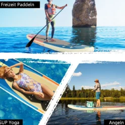 Aufblasbares Paddelbrett Boot Stand-Up Surfboard 335 x 76 x 15 cm Streifen-Muster Bunt