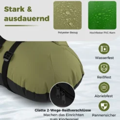 Aufblasbares Schlauchboot Angelboot mit einstellbarem Angelrutenhalter Fischhakenstator Aluminium-Paddel Grün