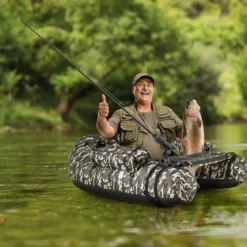 Aufblasbares Schlauchboot mit Fischlineal & Rutenhalter & Paddel Angelboot Camouflage