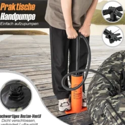 Aufblasbares Schlauchboot mit Fischlineal & Rutenhalter & Paddel Angelboot Camouflage