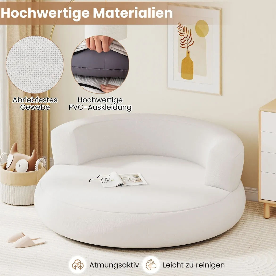 Aufblasbares Sofa aufblasbarer Lounger Luftsofa mit abnehmbarem Bezug großzügige Liegefläche Weiß