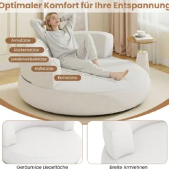 Aufblasbares Sofa aufblasbarer Lounger Luftsofa mit abnehmbarem Bezug großzügige Liegefläche Weiß