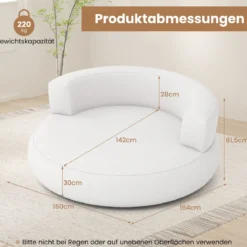 Aufblasbares Sofa aufblasbarer Lounger Luftsofa mit abnehmbarem Bezug großzügige Liegefläche Weiß