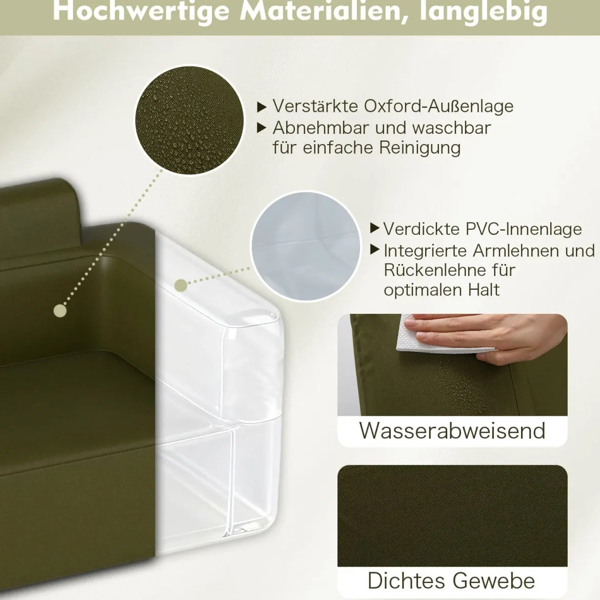 Aufblasbares Sofa mit Integrierter Pumpe & Aufbewahrungstasche Camping Luftsofa für 2 Personen